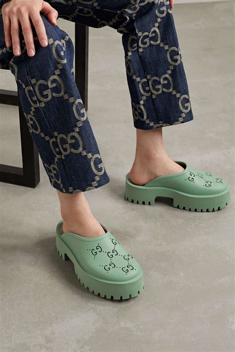 gucci elea mules|GUCCI Elea perforated rubber platform mules .